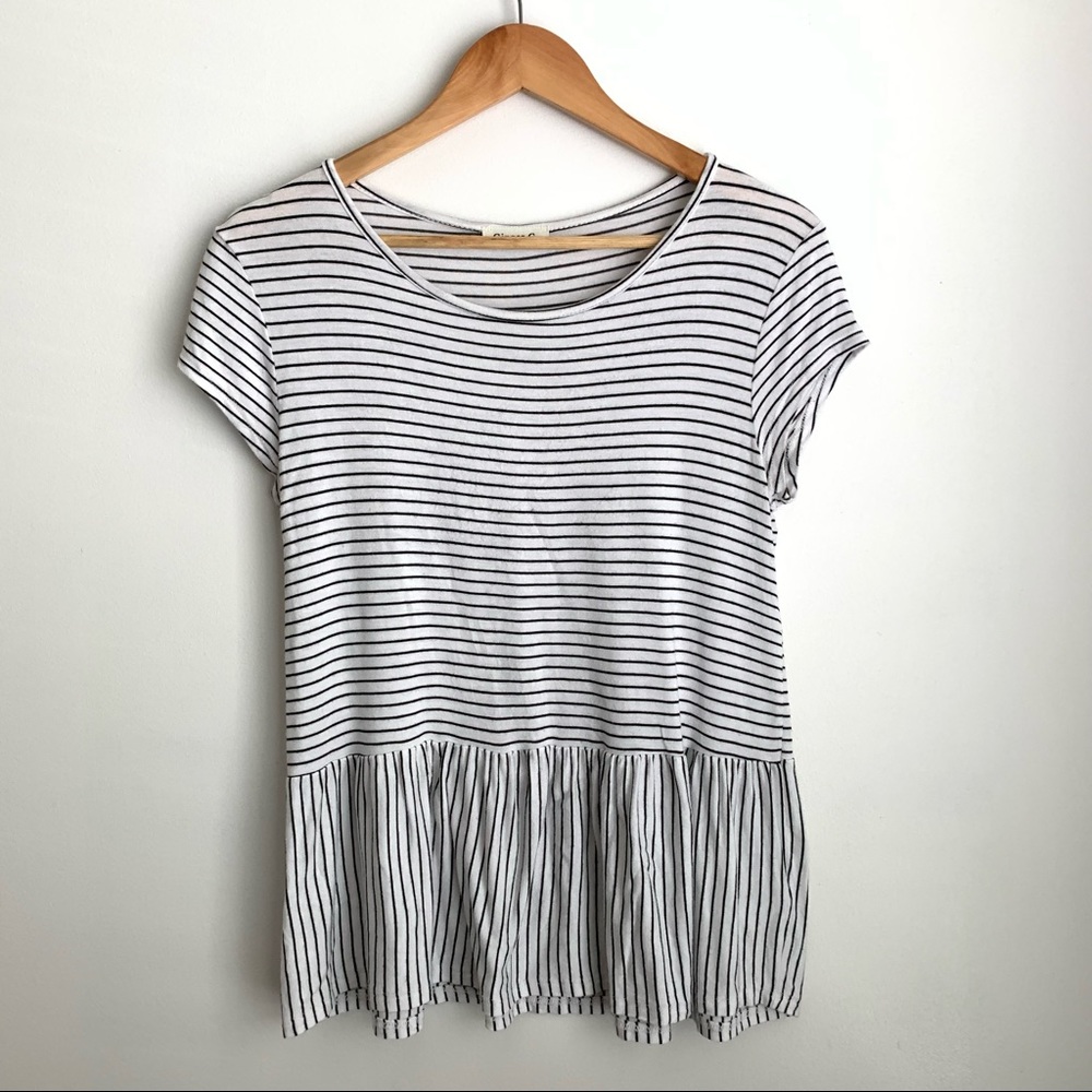 Ginger G striped peplum black white short sleeve
